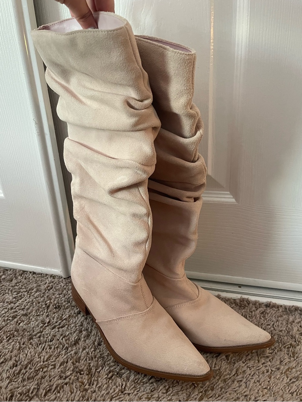 Light Pink Suede Boots